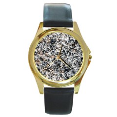 Granite Hard Rock Texture Round Gold Metal Watch by FunnyCow