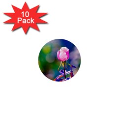 Pink Rose Flower 1  Mini Buttons (10 Pack)  by FunnyCow