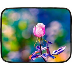 Pink Rose Flower Fleece Blanket (mini) by FunnyCow