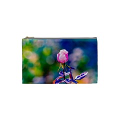 Pink Rose Flower Cosmetic Bag (small)  by FunnyCow