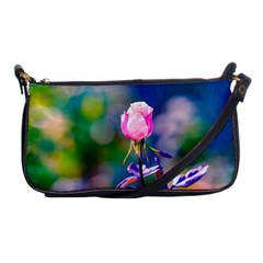 Pink Rose Flower Shoulder Clutch Bags by FunnyCow