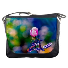 Pink Rose Flower Messenger Bags by FunnyCow