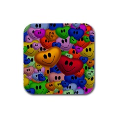 Heart Love Smile Smilie Rubber Square Coaster (4 Pack) 