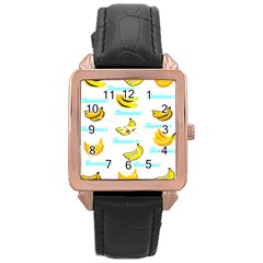 Bananas Rose Gold Leather Watch  by cypryanus