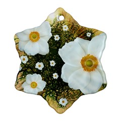 Summer Anemone Sylvestris Snowflake Ornament (two Sides) by Nexatart