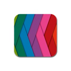 Abstract Background Colorful Strips Rubber Square Coaster (4 Pack)  by Nexatart