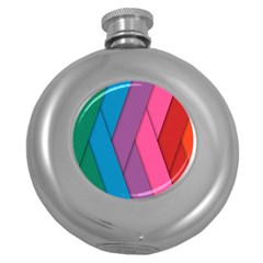 Abstract Background Colorful Strips Round Hip Flask (5 Oz) by Nexatart