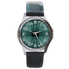 Abstract Perspective Background Round Metal Watch