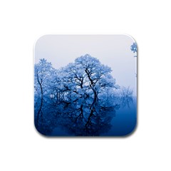 Nature Inspiration Trees Blue Rubber Square Coaster (4 Pack)  by Nexatart