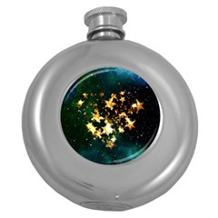 Heart Love Universe Space All Sky Round Hip Flask (5 Oz) by Nexatart