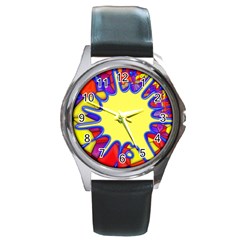 Embroidery Dab Color Spray Round Metal Watch by Nexatart