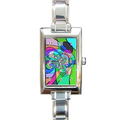 Retro Wave Background Pattern Rectangle Italian Charm Watch by Nexatart