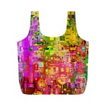 Color Abstract Artifact Pixel Full Print Recycle Bags (M)  Front