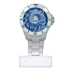 Blue Fractal Abstract Spiral Plastic Nurses Watch by Nexatart