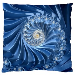 Blue Fractal Abstract Spiral Large Flano Cushion Case (two Sides) by Nexatart