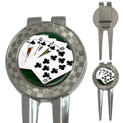 Poker Hands   Royal Flush Clubs 3-in-1 Golf Divots by FunnyCow