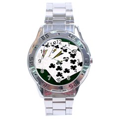 Poker Hands   Royal Flush Clubs Stainless Steel Analogue Watch by FunnyCow