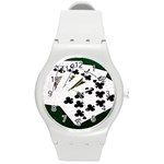 Poker Hands   Royal Flush Clubs Round Plastic Sport Watch (M) Front