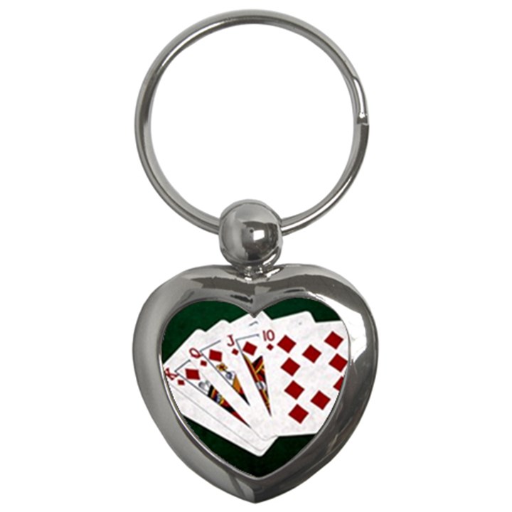 Poker Hands   Royal Flush Diamonds Key Chains (Heart) 