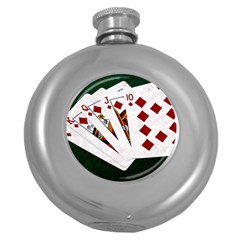 Poker Hands   Royal Flush Diamonds Round Hip Flask (5 Oz) by FunnyCow