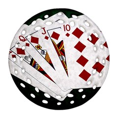 Poker Hands   Royal Flush Diamonds Round Filigree Ornament (two Sides) by FunnyCow