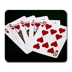 Poker Hands   Royal Flush Hearts Large Mousepads by FunnyCow