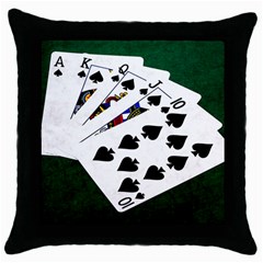 Poker Hands   Royal Flush Spades Throw Pillow Case (black) by FunnyCow