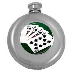 Poker Hands   Royal Flush Spades Round Hip Flask (5 Oz) by FunnyCow