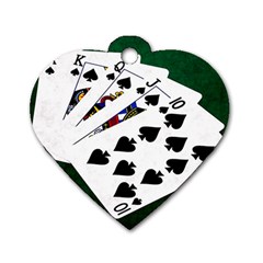 Poker Hands   Royal Flush Spades Dog Tag Heart (one Side) by FunnyCow