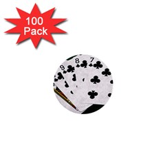 Poker Hands   Straight Flush Clubs 1  Mini Buttons (100 Pack)  by FunnyCow