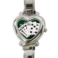 Poker Hands   Straight Flush Clubs Heart Italian Charm Watch by FunnyCow