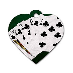 Poker Hands   Straight Flush Clubs Dog Tag Heart (one Side) by FunnyCow