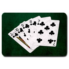 Poker Hands   Straight Flush Clubs Large Doormat  by FunnyCow