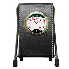 Poker Hands   Straight Flush Diamonds Pen Holder Desk Clocks by FunnyCow