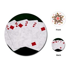 Poker Hands   Straight Flush Diamonds Playing Cards (round)  by FunnyCow