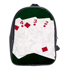 Poker Hands   Straight Flush Diamonds School Bag (large) by FunnyCow