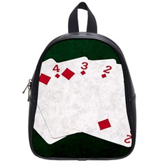 Poker Hands   Straight Flush Diamonds School Bag (small) by FunnyCow