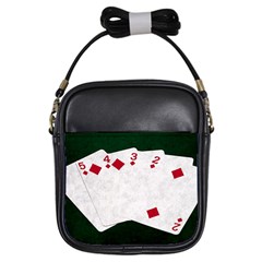 Poker Hands   Straight Flush Diamonds Girls Sling Bags by FunnyCow