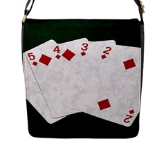Poker Hands   Straight Flush Diamonds Flap Messenger Bag (l)  by FunnyCow