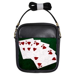 Poker Hands Straight Flush Hearts Girls Sling Bags by FunnyCow
