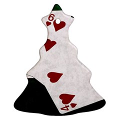 Poker Hands Straight Flush Hearts Christmas Tree Ornament (two Sides) by FunnyCow