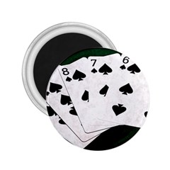 Poker Hands Straight Flush Spades 2 25  Magnets by FunnyCow