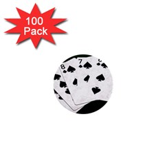 Poker Hands Straight Flush Spades 1  Mini Buttons (100 Pack)  by FunnyCow