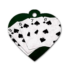 Poker Hands Straight Flush Spades Dog Tag Heart (one Side) by FunnyCow