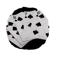 Poker Hands Straight Flush Spades Standard 15  Premium Round Cushions by FunnyCow