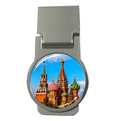 Moscow Kremlin And St  Basil Cathedral Money Clips (round)  by FunnyCow