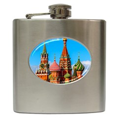 Moscow Kremlin And St  Basil Cathedral Hip Flask (6 Oz) by FunnyCow