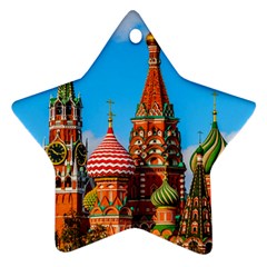 Moscow Kremlin And St  Basil Cathedral Star Ornament (two Sides) by FunnyCow
