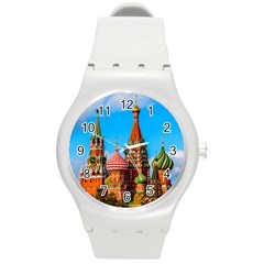 Moscow Kremlin And St  Basil Cathedral Round Plastic Sport Watch (m) by FunnyCow