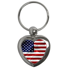 American Usa Flag Key Chains (heart)  by FunnyCow